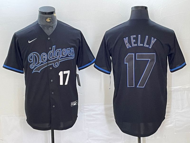 Men Los Angeles Dodgers 17 Kelly Black Fashion Edition 2024 Nike Game MLB Jersey style 4